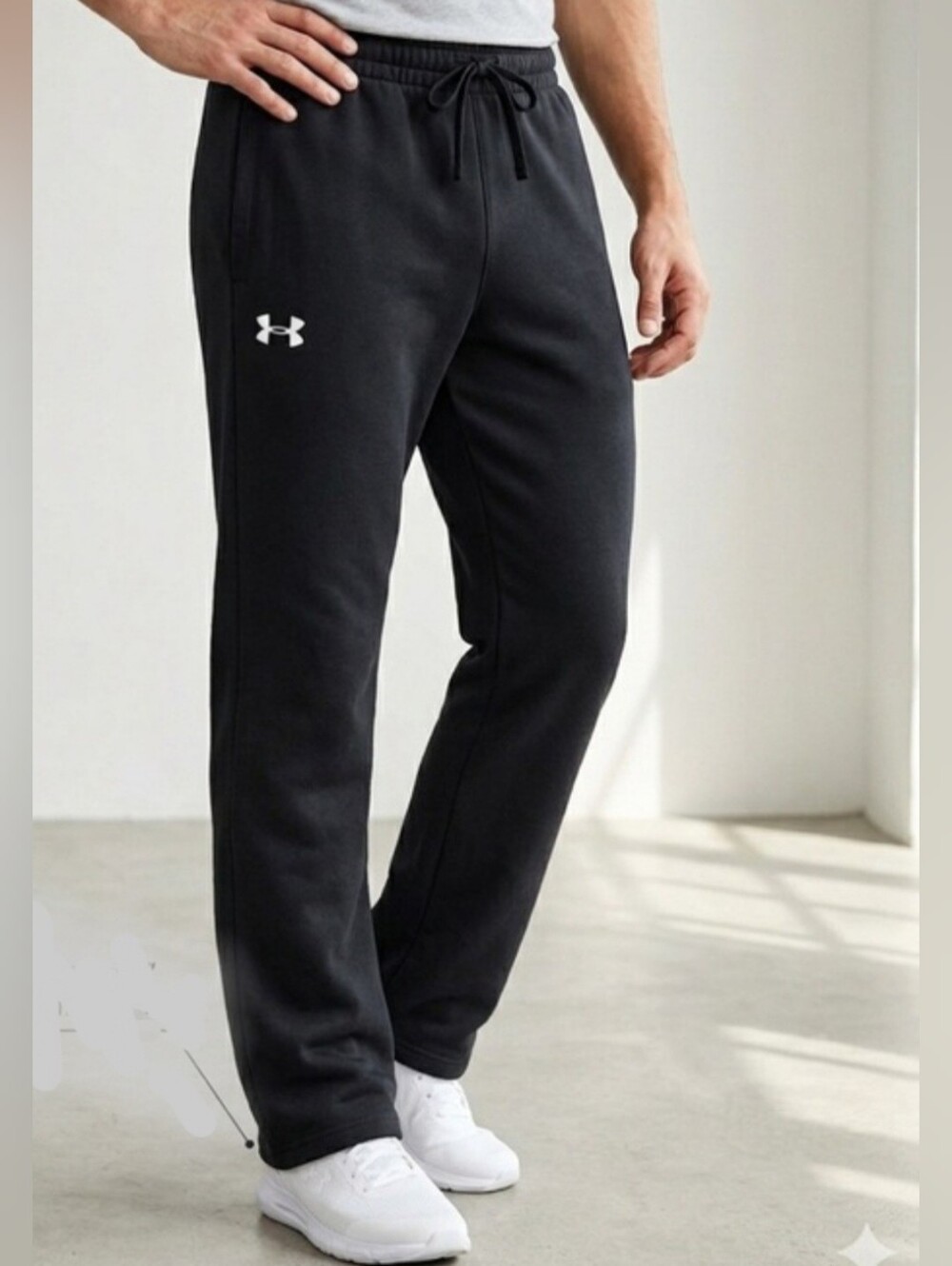 Under Armour Men's Black Athletic Jogger Pants Cozy Fleece Straight Leg